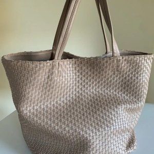 deux lux faux leather woven large tote